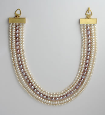 Pink pearl cascade necklace with gold fittings